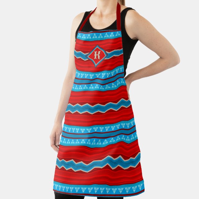 Southwest River Canyon Red Turquoise Monogram Long Apron (Insitu)