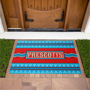 Southwest River Canyon Red Turquoise Personalized Doormat