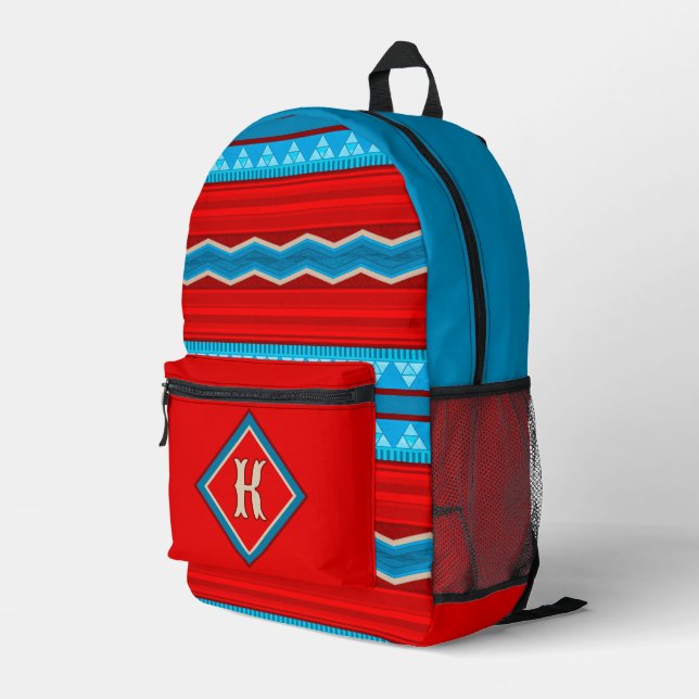 Southwest River Canyon Red Turquoise Personalized Printed Backpack (Back Corner Right)