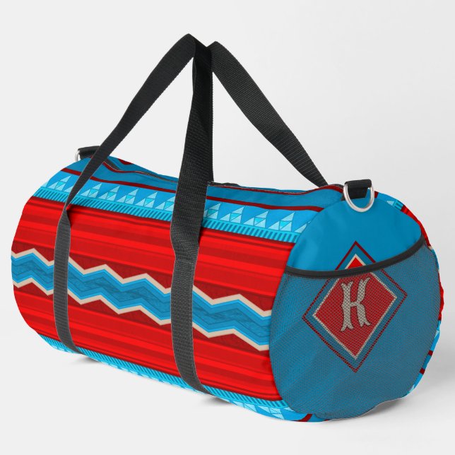 Southwest River Red Turquoise Lg Personalized Duffle Bag (Right Corner)