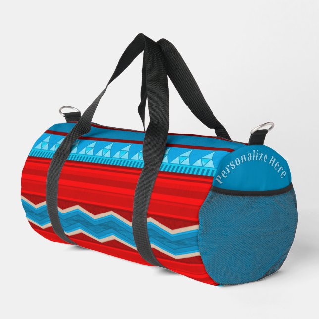 Southwest River Red Turquoise Sm Personalized Duffle Bag (Right Corner)