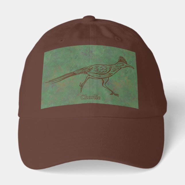 Southwest Roadrunner Bird Drawing Personalized  Hat (Front)