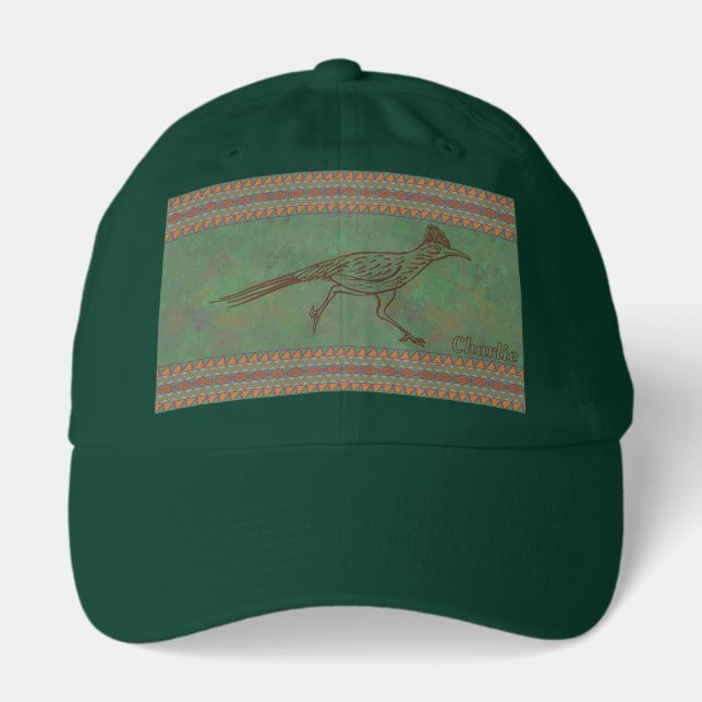 Southwest Roadrunner Bird Drawing Personalized  Hat (Front)