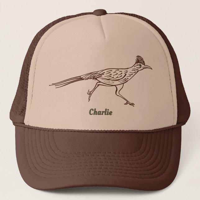 Southwest Roadrunner Bird Drawing Personalized  Trucker Hat (Front)
