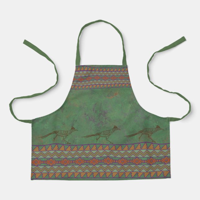 Southwest Roadrunner Sagebrush Green Apron (Front)