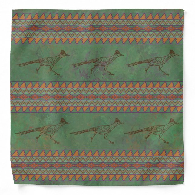 Southwest Roadrunner Sagebrush Green Bandana (Front)