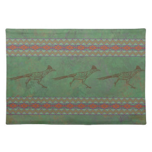 Southwest Roadrunner Sagebrush Green Cloth Placemat
