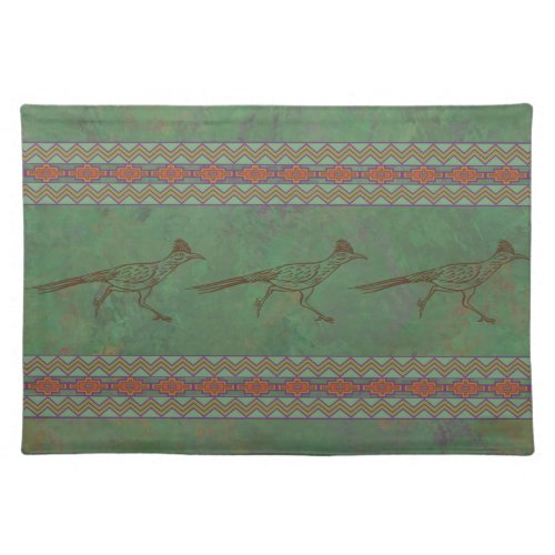 Southwest Roadrunner Sagebrush Green Cloth Placemat