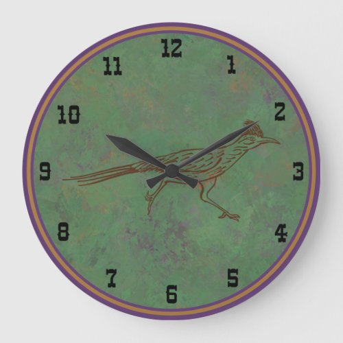 Southwest Roadrunner Sagebrush Green Large Clock