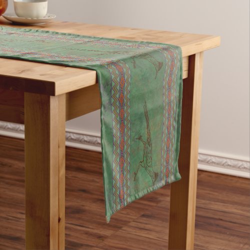 Southwest Roadrunner Sagebrush Green Long Table Runner