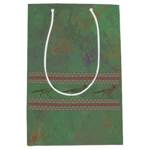 Southwest Roadrunner Sagebrush Green Medium Gift Bag