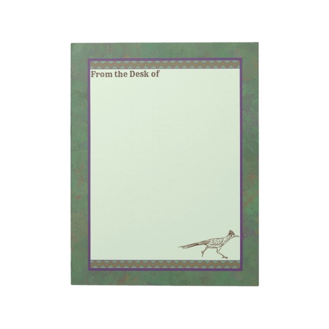 Southwest Roadrunner Sagebrush Green Notepad (Rotated)