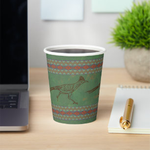 Southwest Roadrunner Sagebrush Green Paper Cups