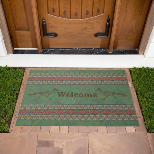 Southwest Roadrunner Sagebrush Green Personalized Doormat