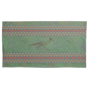 Southwest Roadrunner Sagebrush Green Pillow Case