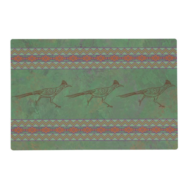 Southwest Roadrunner Sagebrush Green Placemat (Front)