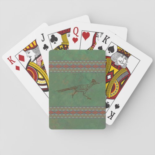 Southwest Roadrunner Sagebrush Green Poker Cards