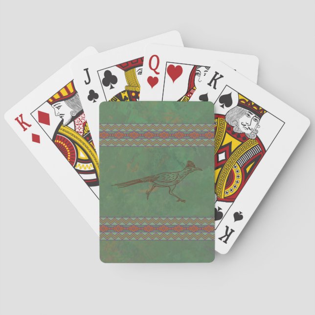 Southwest Roadrunner Sagebrush Green Poker Cards (Back)