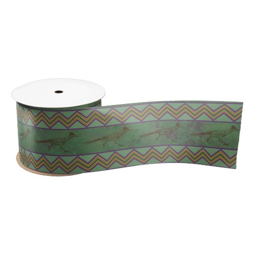 Southwest Roadrunner Sagebrush Green Satin Ribbon