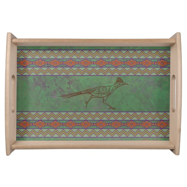 Southwest Roadrunner Sagebrush Green Serving Tray (Front)