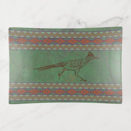 Southwest Roadrunner Sagebrush Green Trinket Tray