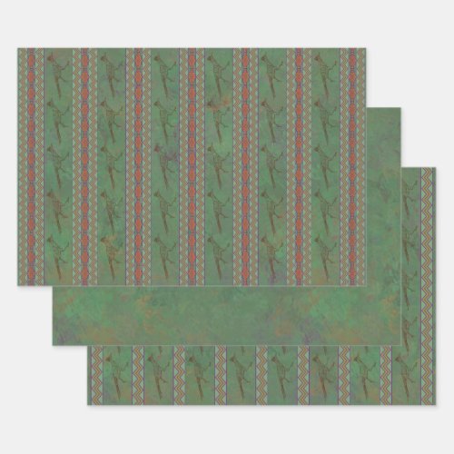 Southwest Roadrunner Sagebrush Green Wrapping Paper Sheets