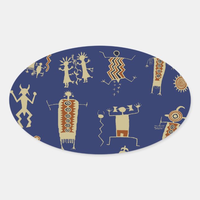 Southwest Rock Art Shaman Oval Sticker (Front)