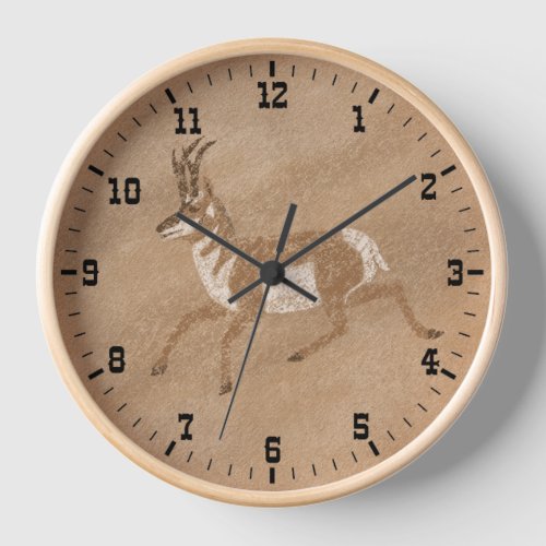 Southwest Running Pronghorn Antelope Framed Clock