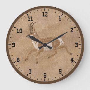 Southwest Running Pronghorn Antelope Old West Large Clock