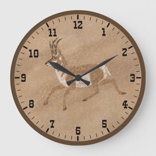 Southwest Running Pronghorn Antelope Old West Large Clock