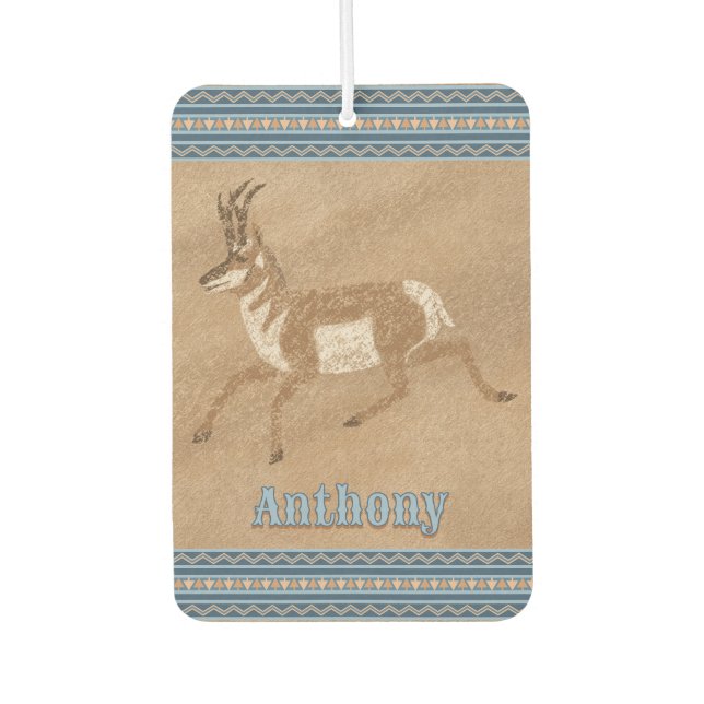 Southwest Running Pronghorn Antelope Personalized Air Freshener (Front)