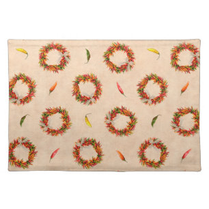 Southwest Rustic Colorful Chile Ristra Wreaths Cloth Placemat
