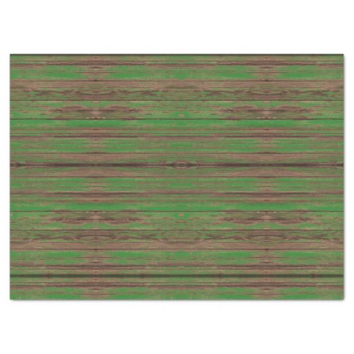 Southwest Rustic Weathered Green Painted Wood  Tissue Paper