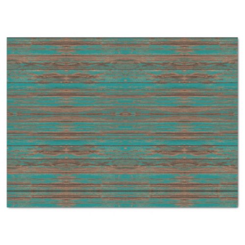 Southwest Rustic Weathered Turquoise Painted Wood Tissue Paper