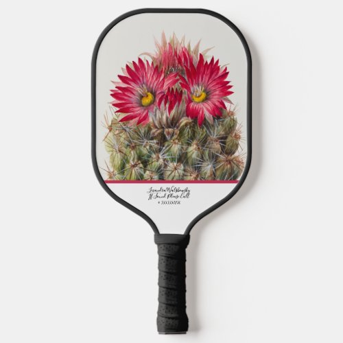 Southwest Rustic Wood Red Flower Cactus Cacti Wire Pickleball Paddle