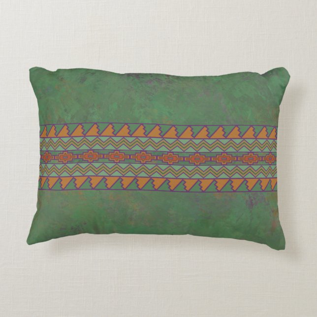 Southwest Sagebrush Green Geometric Design  Accent Pillow (Back)