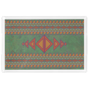 Southwest Sagebrush Green Geometric Design Acrylic Tray