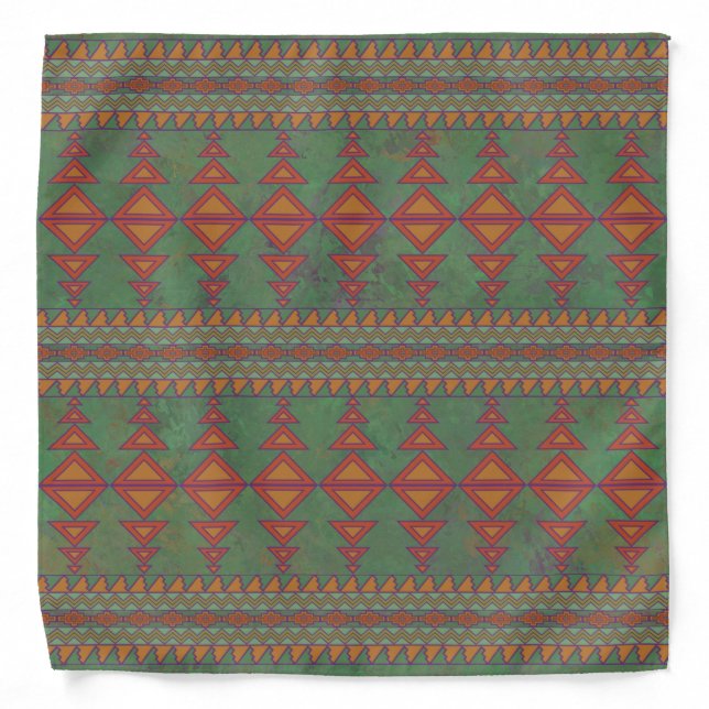 Southwest Sagebrush Green Geometric Design Bandana (Front)