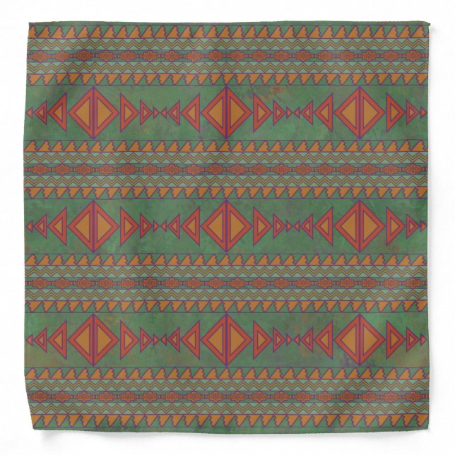 Southwest Sagebrush Green Geometric Design Bandana (Front)