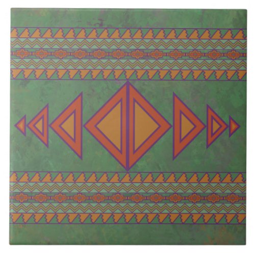 Southwest Sagebrush Green Geometric Design  Ceramic Tile