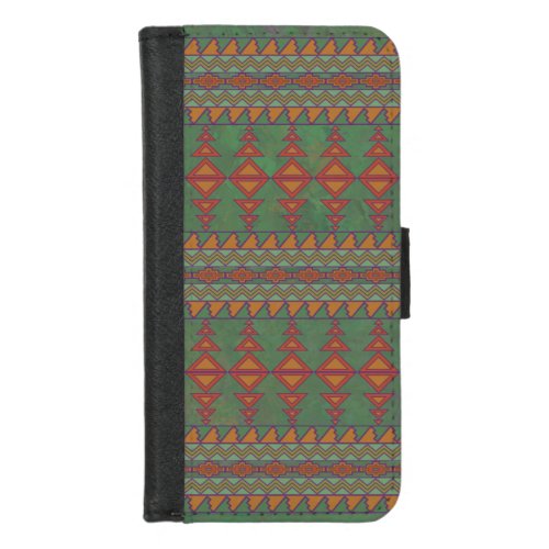 Southwest Sagebrush Green Geometric Design iPhone 87 Wallet Case