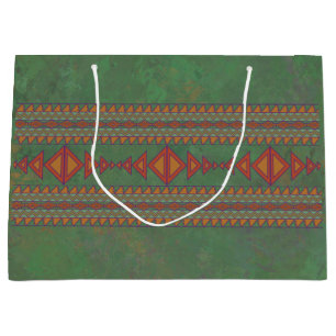 Southwest Sagebrush Green Geometric Design Large Gift Bag