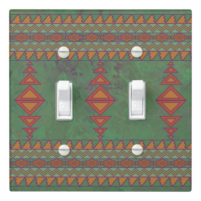 Southwest Sagebrush Green Geometric Design Light Switch Cover (In Situ)