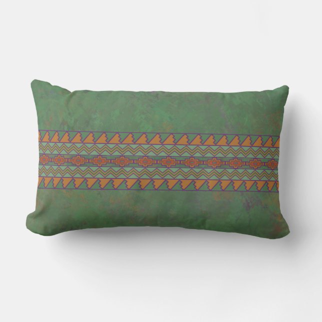 Southwest Sagebrush Green Geometric Design  Lumbar Lumbar Pillow (Front)