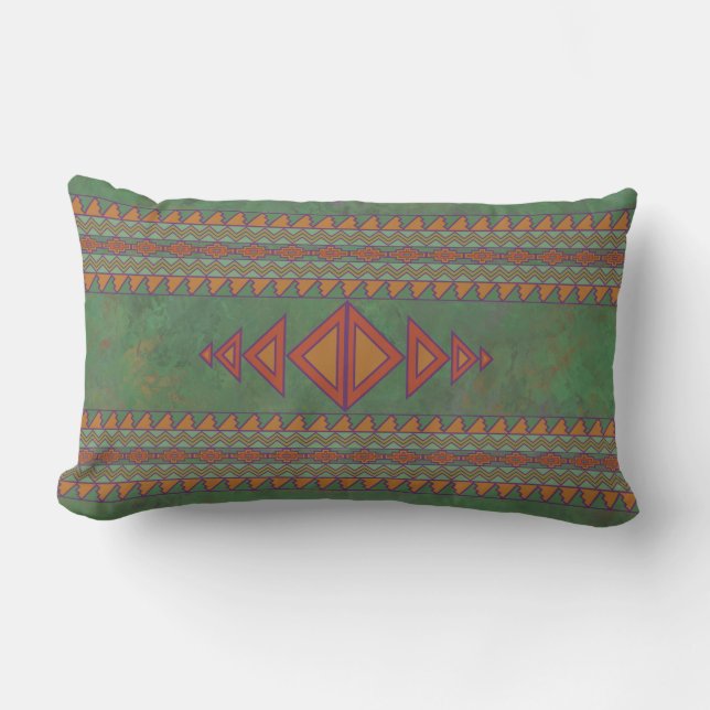 Southwest Sagebrush Green Geometric Design  Lumbar Lumbar Pillow (Front)