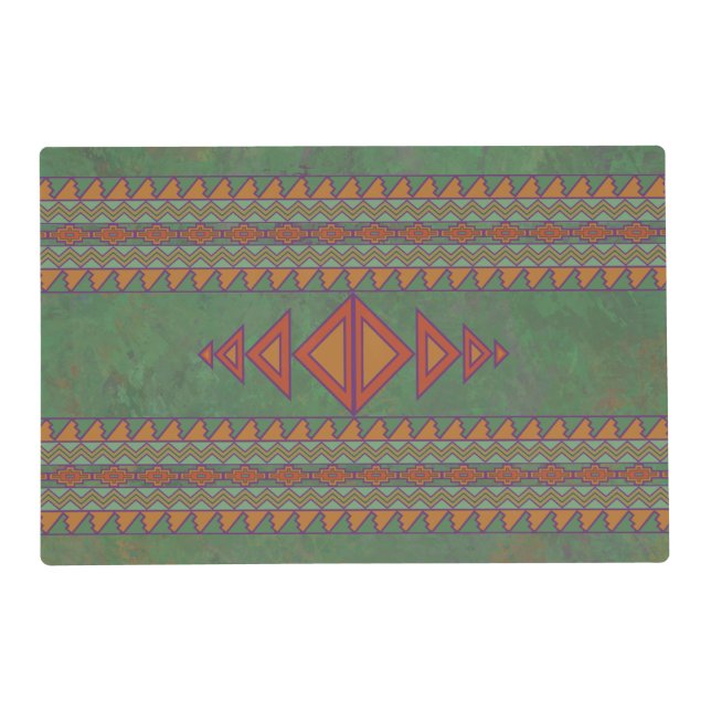 Southwest Sagebrush Green Geometric Design Placema Placemat (Back)