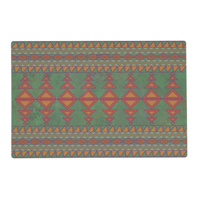 Southwest Sagebrush Green Geometric Design Placemat (Front)