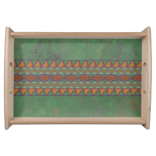 Southwest Sagebrush Green Geometric Design Serving Tray