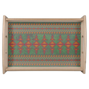 Southwest Sagebrush Green Geometric Design Serving Tray