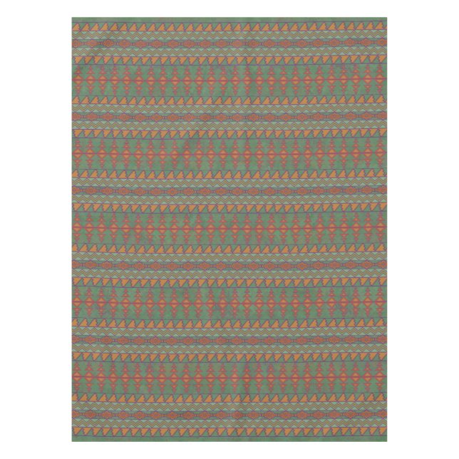 Southwest Sagebrush Green Geometric Design Tablecloth (Front)